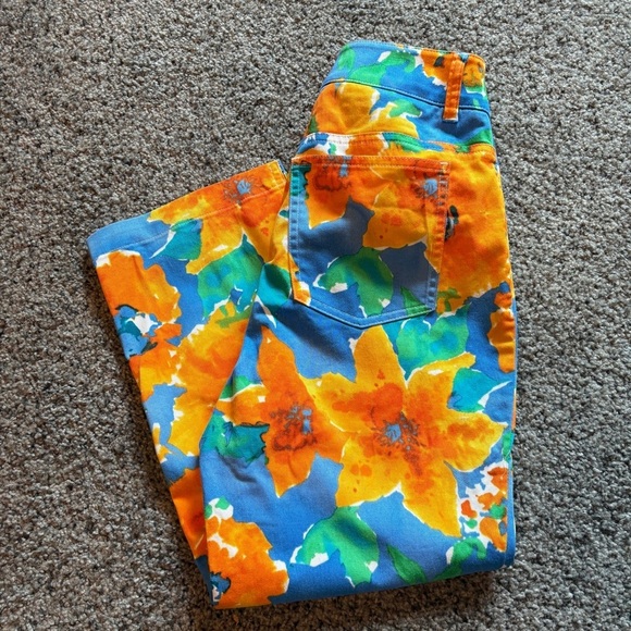 Jones New York Blue & Orange Floral Stretch Cropped Sport Pants, Womens Size 4 - Picture 7 of 8